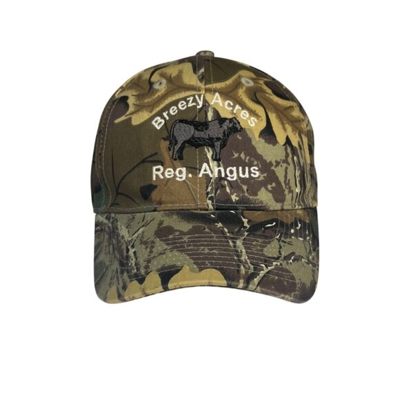 Otto Camo Trucker Hat Breezy Acres Reg. Angus Embroidered Baseball Cap OS - Picture 1 of 6